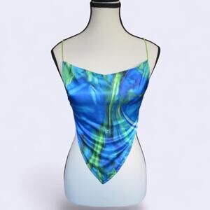 Blue and green tie dye bodysuit